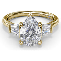 Double Pear Engagement Ring Setting with Tapered Baguette Diamonds and Hidden Diamond Accent by Fana - 0.32 Carat Total Diamond Weight