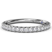 Double Prong Diamond Wedding Band with Pavé Set Round Diamonds by Fana - 0.30 Carat Total Diamond Weight