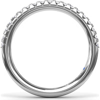 Double Prong Diamond Wedding Band with Pavé Set Round Diamonds by Fana - 0.30 Carat Total Diamond Weight