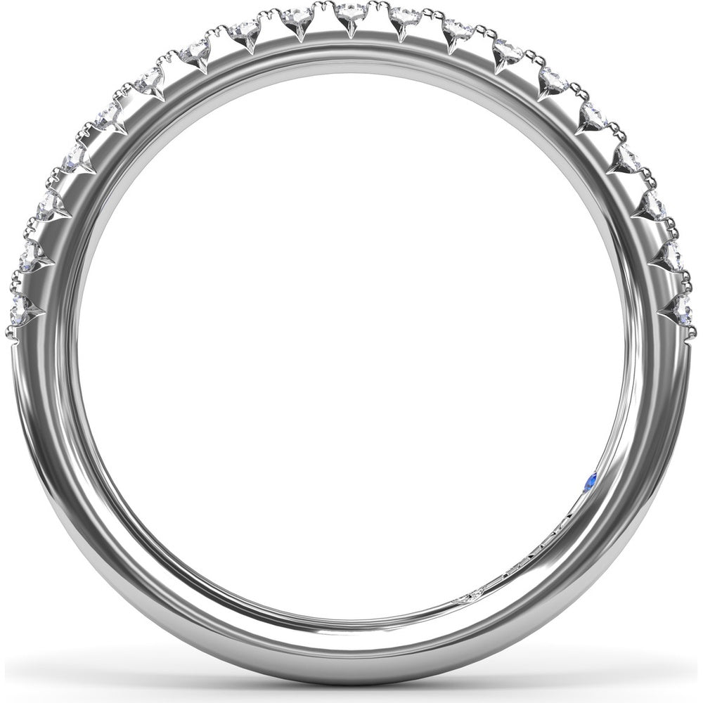 Double Prong Diamond Wedding Band with Pavé Set Round Diamonds by Fana - 0.30 Carat Total Diamond Weight