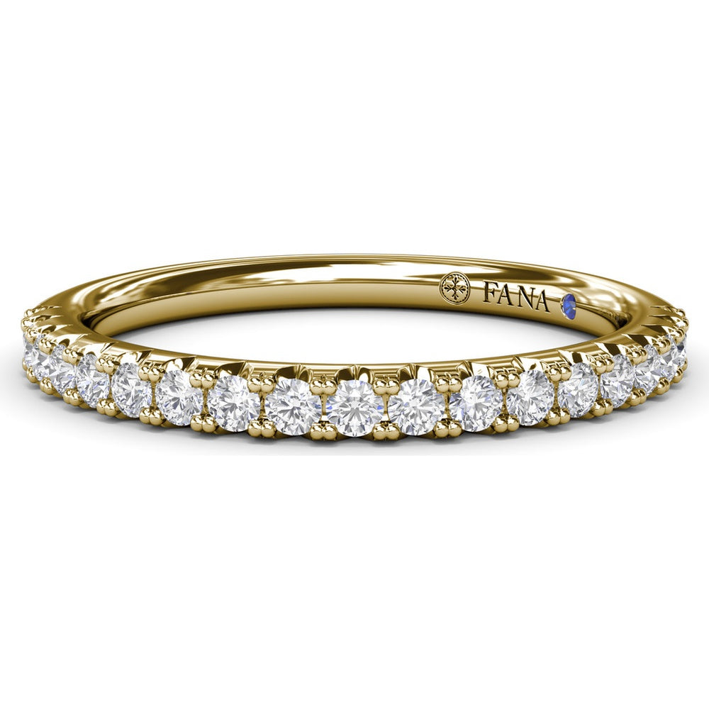 Double Prong Diamond Wedding Band with Pavé Set Round Diamonds by Fana - 0.30 Carat Total Diamond Weight
