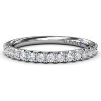 Double Prong Diamond Wedding Band with Pavé Set Round Diamonds by Fana - 0.38 Carat Total Diamond Weight