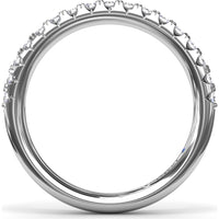 Double Prong Diamond Wedding Band with Pavé Set Round Diamonds by Fana - 0.38 Carat Total Diamond Weight