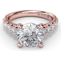 Double Prong Engagement Ring Setting with Pavé Diamond Band - 0.60 Carat Total Accent Diamond Weight by Fana