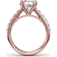 Double Prong Engagement Ring Setting with Pavé Diamond Band - 0.60 Carat Total Accent Diamond Weight by Fana