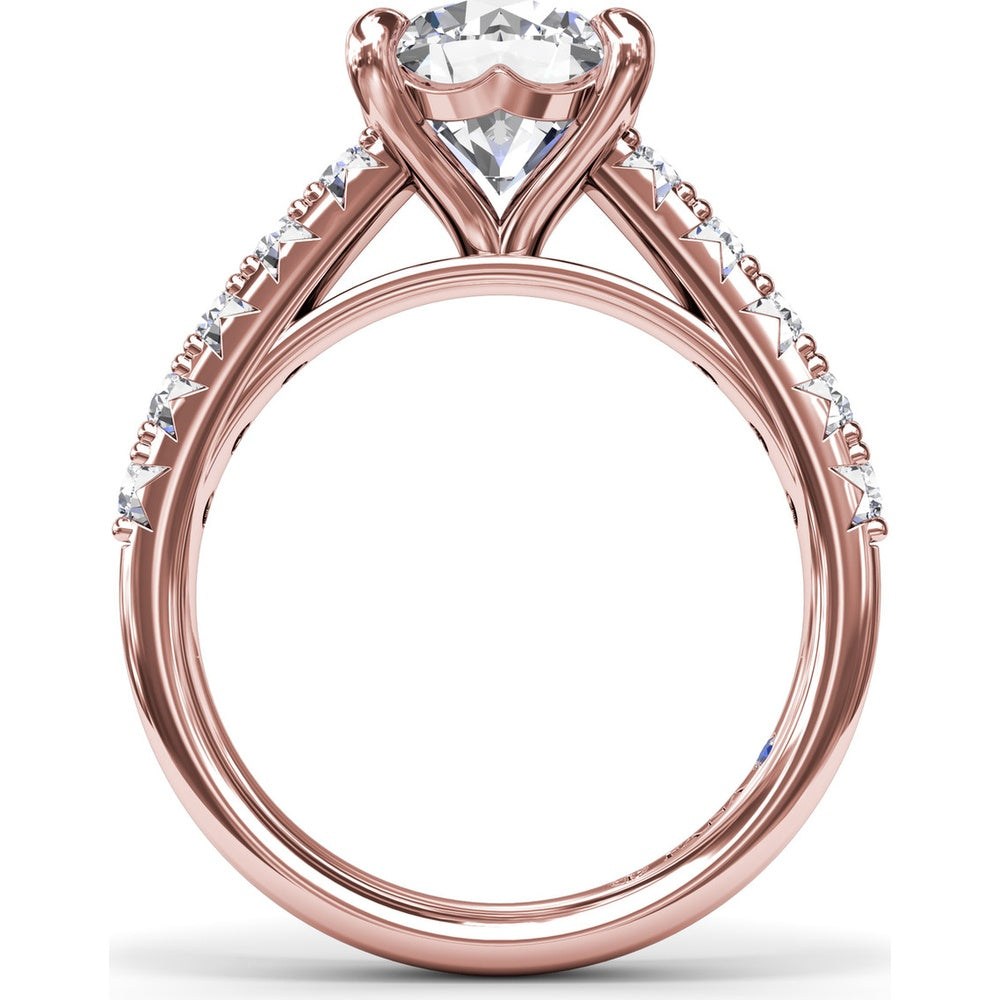 Double Prong Engagement Ring Setting with Pavé Diamond Band - 0.60 Carat Total Accent Diamond Weight by Fana