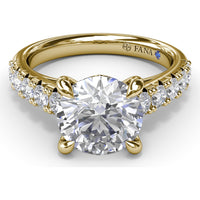 Double Prong Engagement Ring Setting with Pavé Diamond Band - 0.60 Carat Total Accent Diamond Weight by Fana