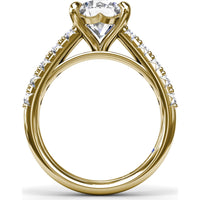 Double Prong Engagement Ring Setting with Pavé Diamond Band - 0.60 Carat Total Accent Diamond Weight by Fana