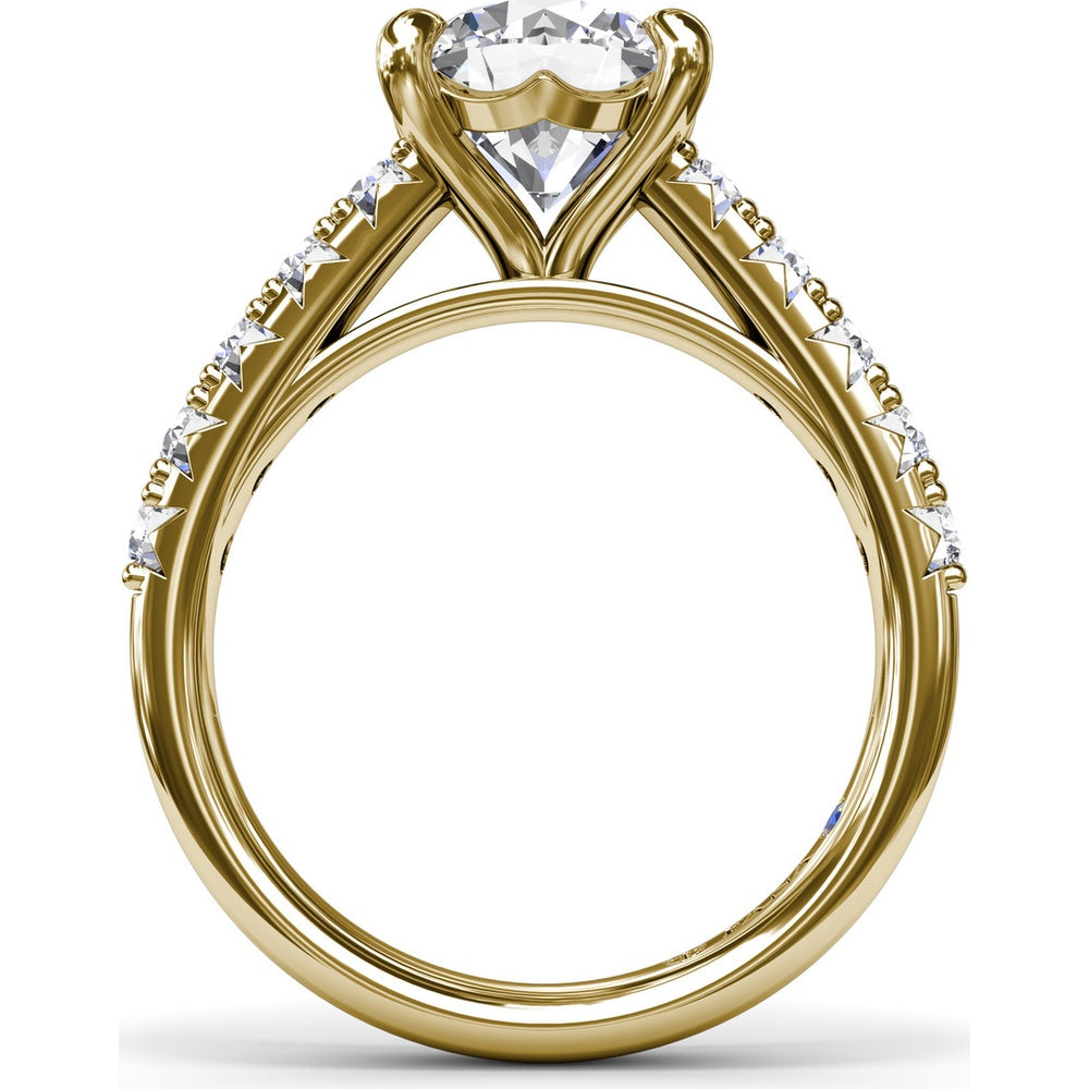 Double Prong Engagement Ring Setting with Pavé Diamond Band - 0.60 Carat Total Accent Diamond Weight by Fana