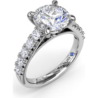 Double Prong Engagement Ring Setting with Pavé Diamond Band - 0.60 Carat Total Accent Diamond Weight by Fana