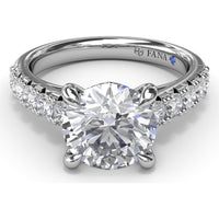 Double Prong Engagement Ring Setting with Pavé Diamond Band - 0.60 Carat Total Accent Diamond Weight by Fana