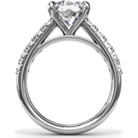 Double Prong Engagement Ring Setting with Pavé Diamond Band - 0.60 Carat Total Accent Diamond Weight by Fana