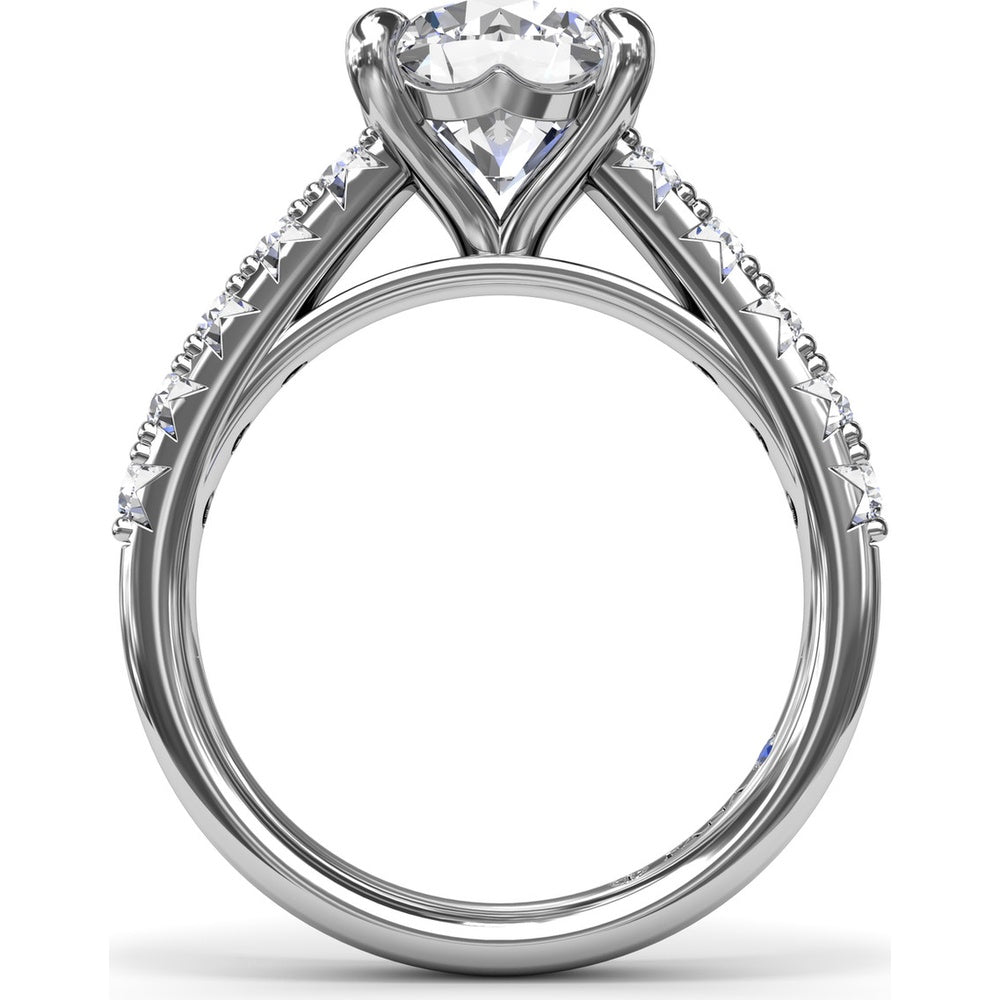 Double Prong Engagement Ring Setting with Pavé Diamond Band - 0.60 Carat Total Accent Diamond Weight by Fana