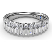Double Row Band with Round and Baguette Diamonds by Fana - 1.17 Carat Total Diamond Weight