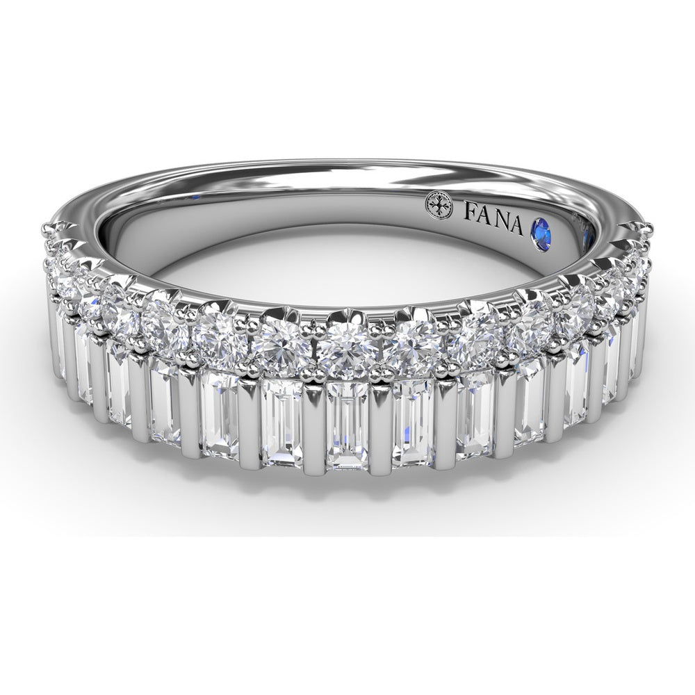 Double Row Band with Round and Baguette Diamonds by Fana - 1.17 Carat Total Diamond Weight