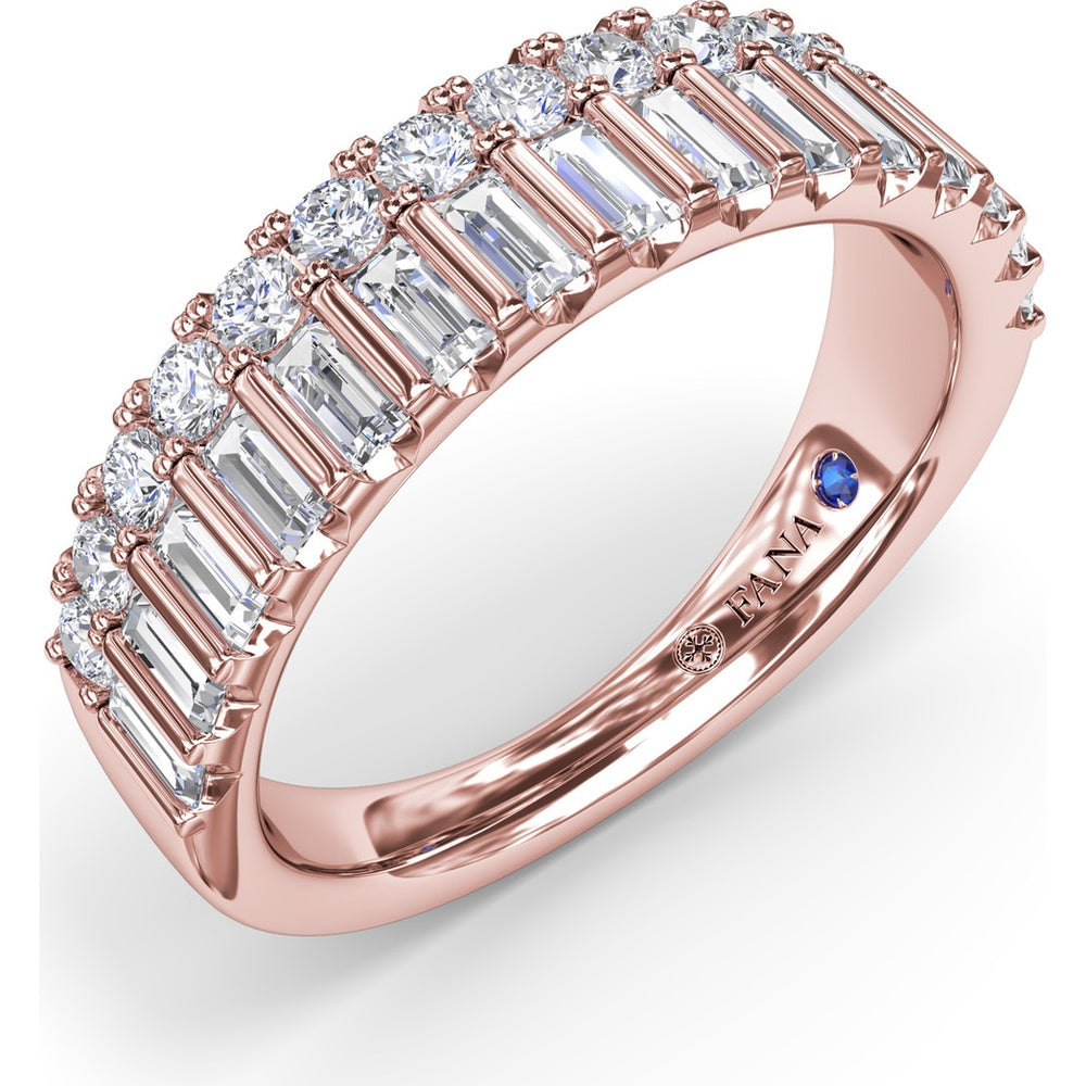 Double Row Band with Round and Baguette Diamonds by Fana - 1.17 Carat Total Diamond Weight