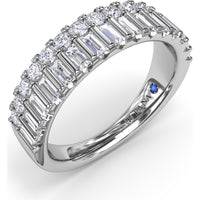 Double Row Band with Round and Baguette Diamonds by Fana - 1.17 Carat Total Diamond Weight
