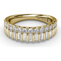 Double Row Band with Round and Baguette Diamonds by Fana - 1.17 Carat Total Diamond Weight