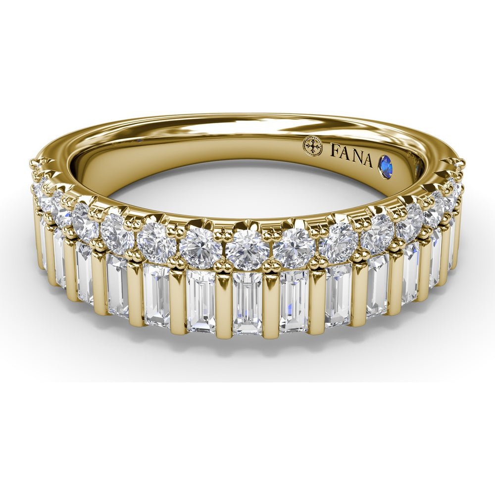 Double Row Band with Round and Baguette Diamonds by Fana - 1.17 Carat Total Diamond Weight
