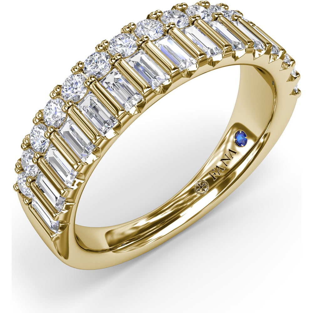 Double Row Band with Round and Baguette Diamonds by Fana - 1.17 Carat Total Diamond Weight