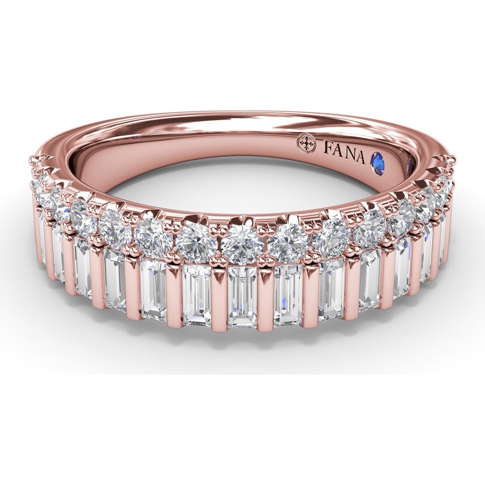 Double Row Band with Round and Baguette Diamonds by Fana - 1.17 Carat Total Diamond Weight