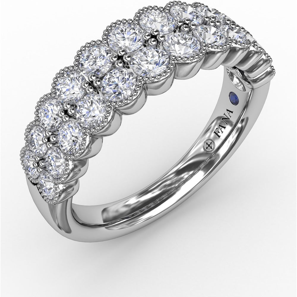Double Row Diamond Band with Milgrain Edged Round Diamonds by Fana - 1.14 Carat Total Diamond Weight