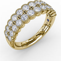 Double Row Diamond Band with Milgrain Edged Round Diamonds by Fana - 1.14 Carat Total Diamond Weight