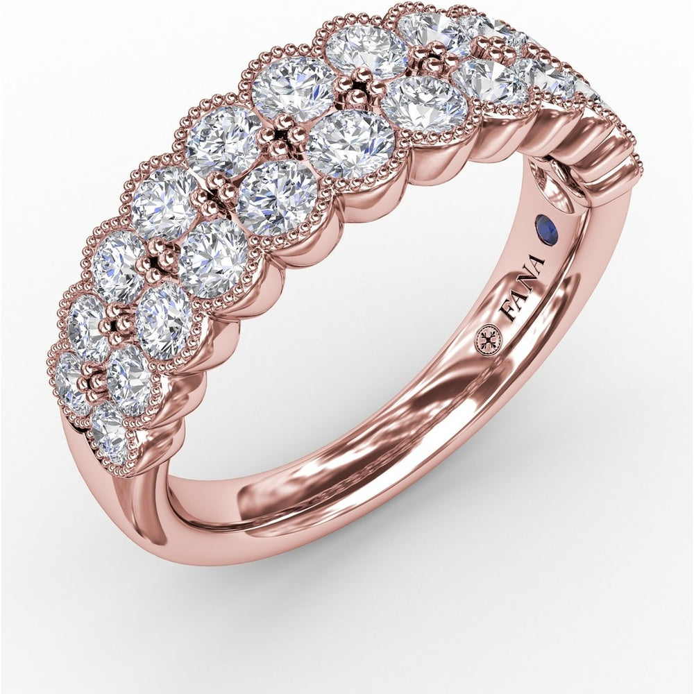Double Row Diamond Band with Milgrain Edged Round Diamonds by Fana - 1.14 Carat Total Diamond Weight