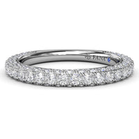 Double Row Diamond Wedding Band with Pavé Edges by Fana - 1.33 Carat Total Diamond Weight