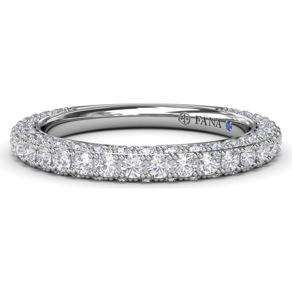 Double Row Diamond Wedding Band with Pavé Edges by Fana - 1.33 Carat Total Diamond Weight