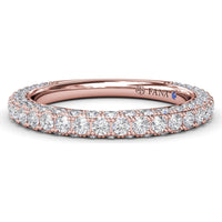 Double Row Diamond Wedding Band with Pavé Edges by Fana - 1.33 Carat Total Diamond Weight