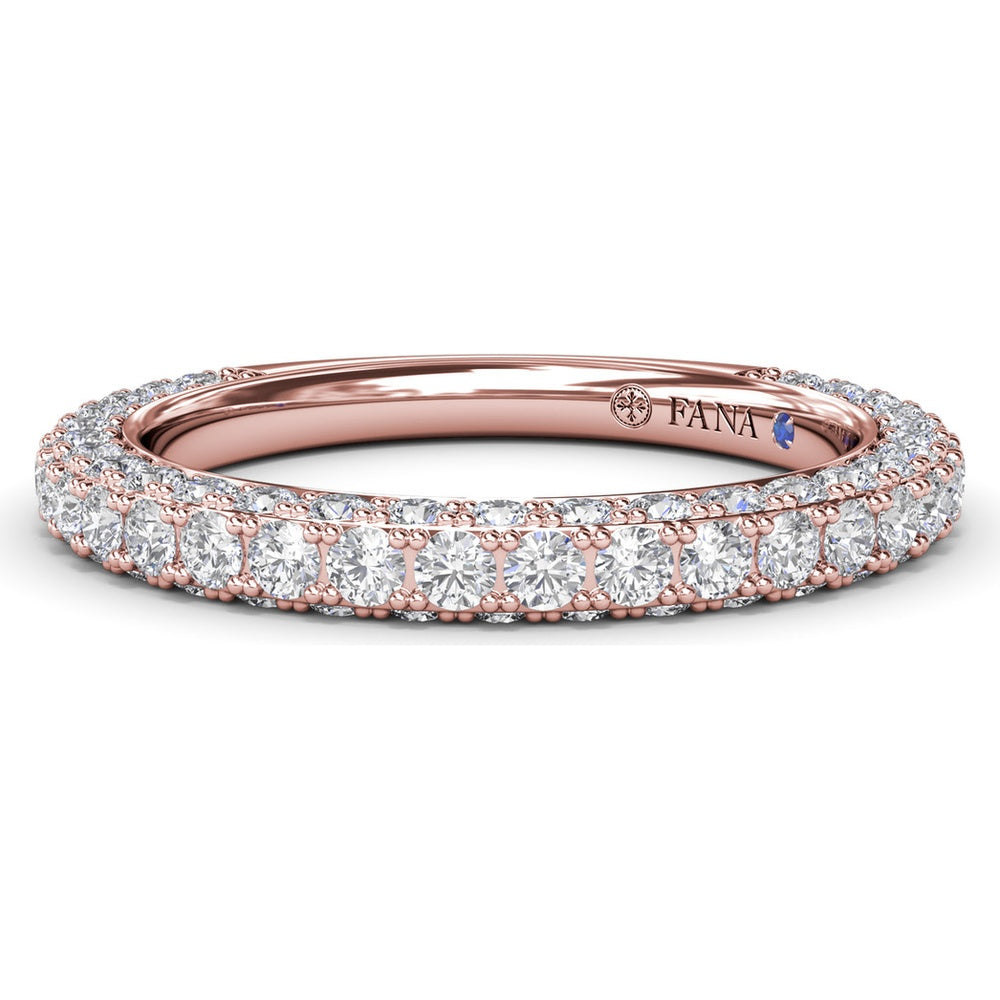 Double Row Diamond Wedding Band with Pavé Edges by Fana - 1.33 Carat Total Diamond Weight