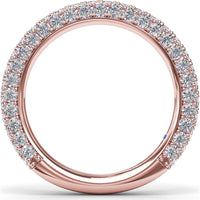 Double Row Diamond Wedding Band with Pavé Edges by Fana - 1.33 Carat Total Diamond Weight