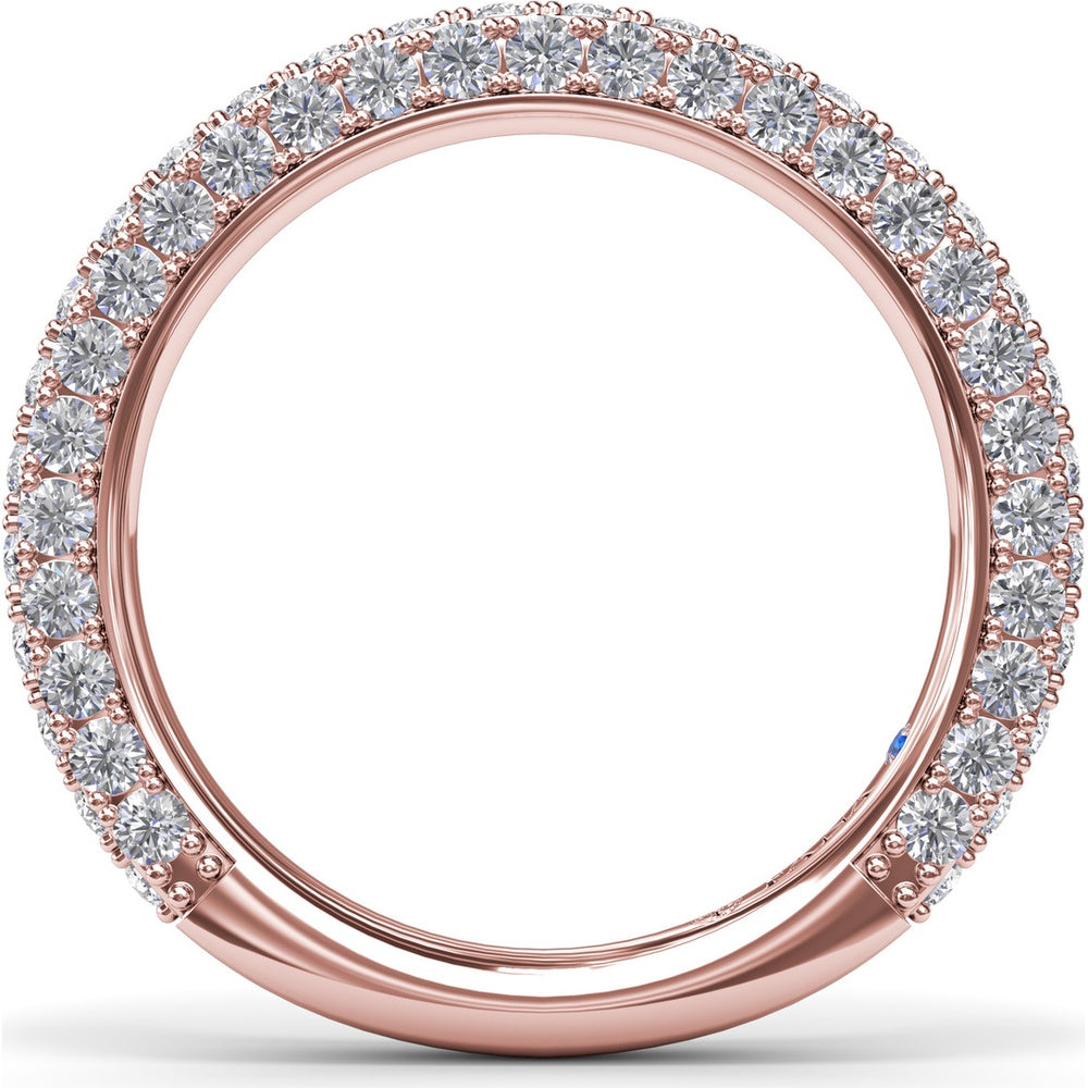 Double Row Diamond Wedding Band with Pavé Edges by Fana - 1.33 Carat Total Diamond Weight