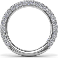 Double Row Diamond Wedding Band with Pavé Edges by Fana - 1.33 Carat Total Diamond Weight
