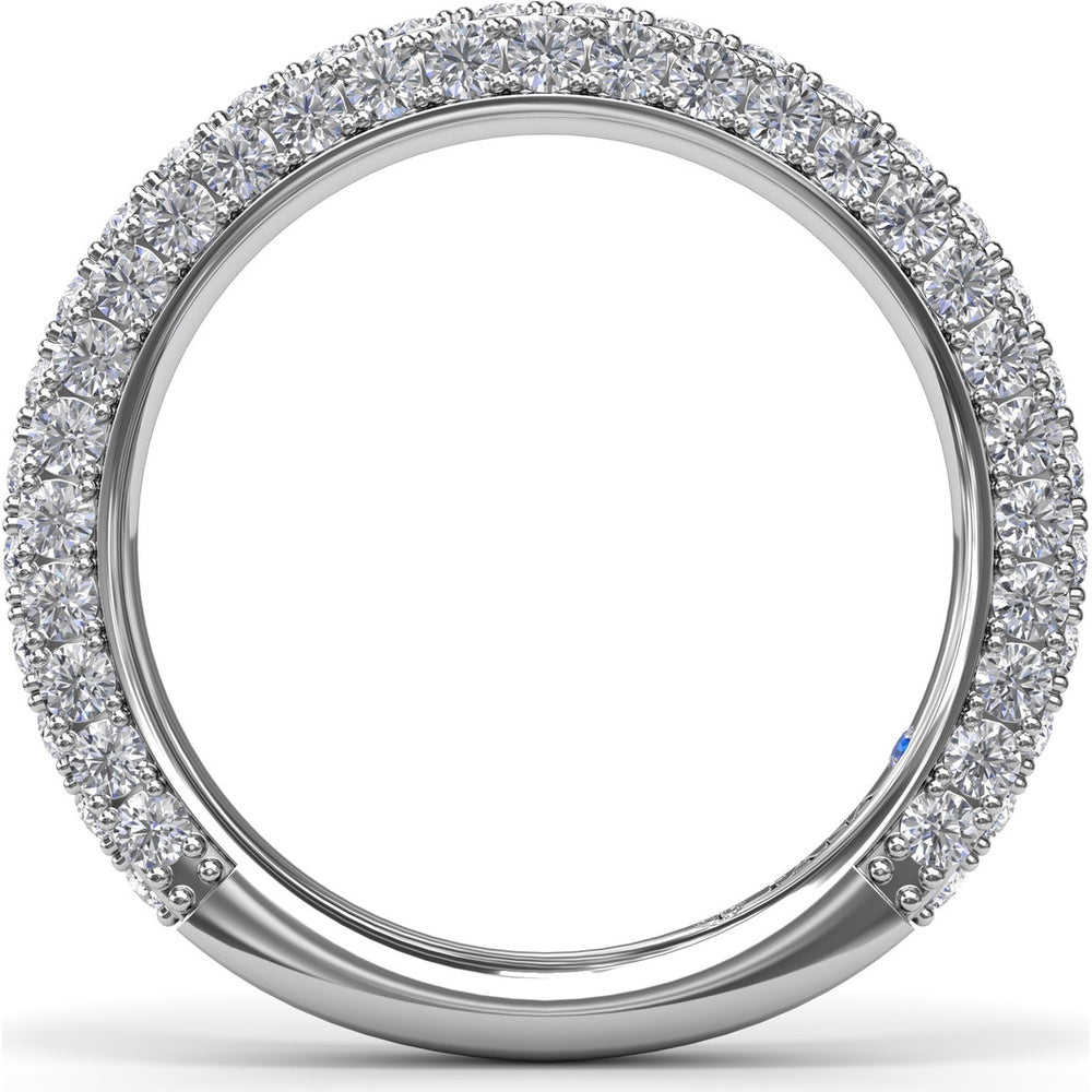 Double Row Diamond Wedding Band with Pavé Edges by Fana - 1.33 Carat Total Diamond Weight