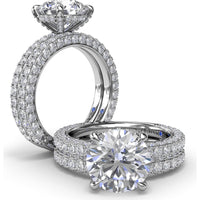 Double Row Diamond Wedding Band with Pavé Edges by Fana - 1.33 Carat Total Diamond Weight