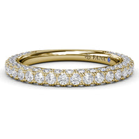 Double Row Diamond Wedding Band with Pavé Edges by Fana - 1.33 Carat Total Diamond Weight
