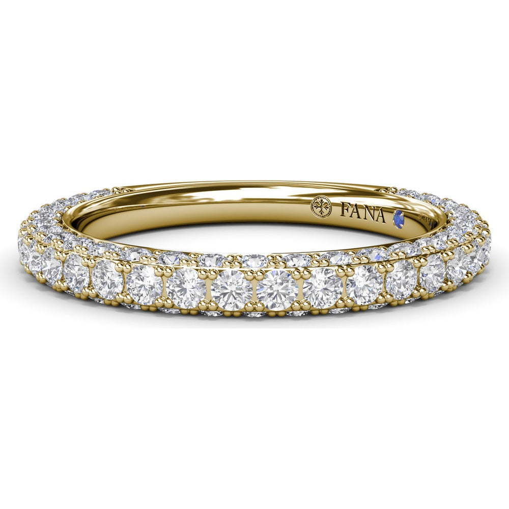 Double Row Diamond Wedding Band with Pavé Edges by Fana - 1.33 Carat Total Diamond Weight