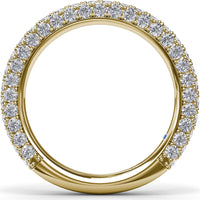 Double Row Diamond Wedding Band with Pavé Edges by Fana - 1.33 Carat Total Diamond Weight