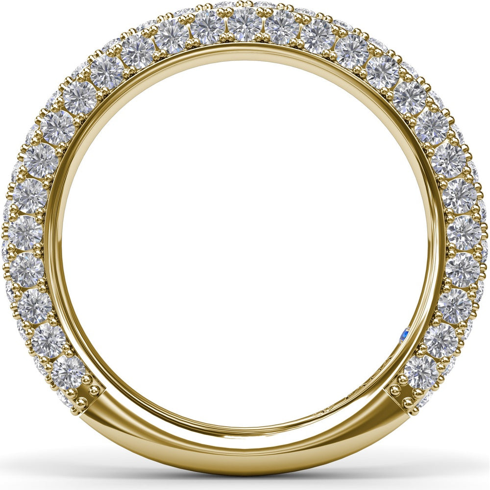 Double Row Diamond Wedding Band with Pavé Edges by Fana - 1.33 Carat Total Diamond Weight
