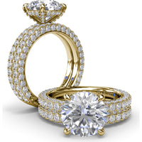 Double Row Diamond Wedding Band with Pavé Edges by Fana - 1.33 Carat Total Diamond Weight