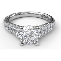 Double Row Graduated Pavé Diamond Engagement Ring Setting by Fana - 0.57 Carat Total Diamond Weight