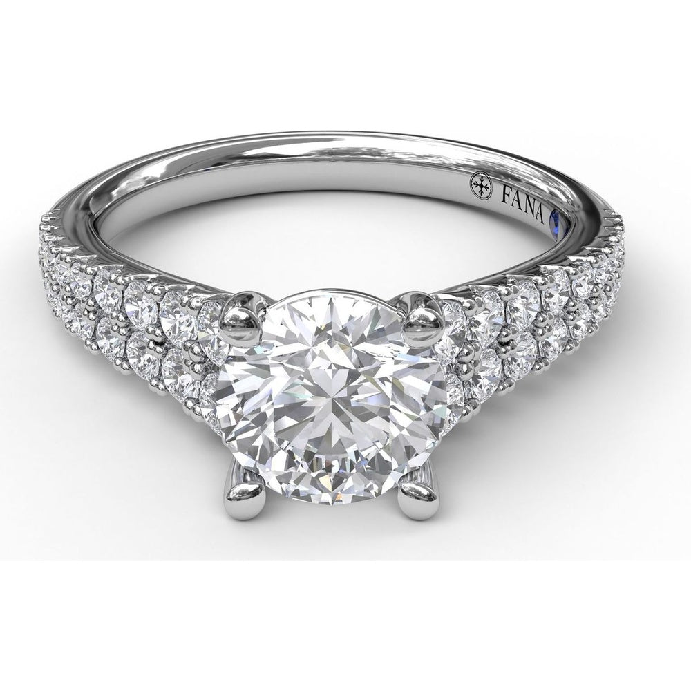 Double Row Graduated Pavé Diamond Engagement Ring Setting by Fana - 0.57 Carat Total Diamond Weight