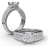 Double Row Graduated Pavé Diamond Engagement Ring Setting by Fana - 0.57 Carat Total Diamond Weight