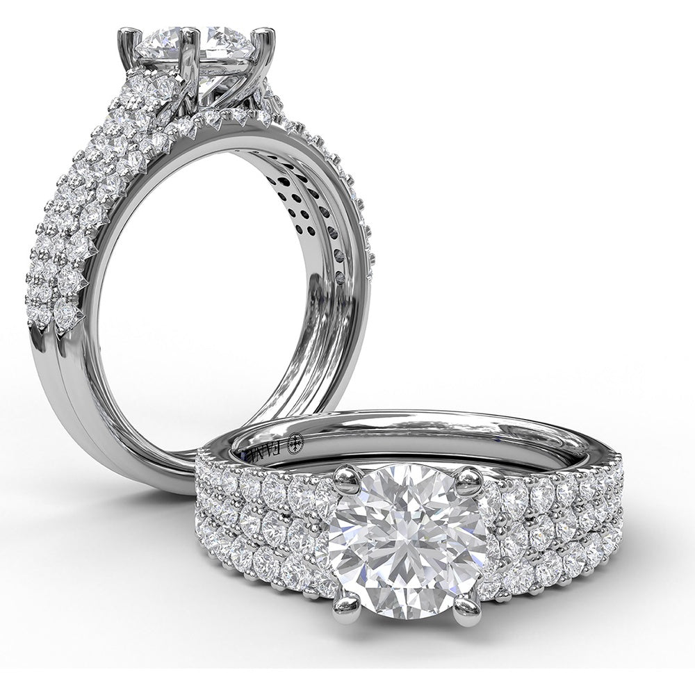 Double Row Graduated Pavé Diamond Engagement Ring Setting by Fana - 0.57 Carat Total Diamond Weight