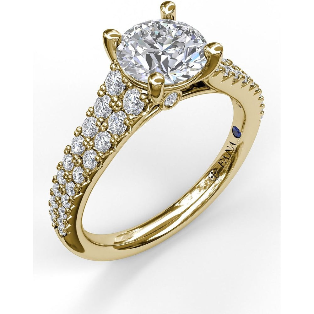 Double Row Graduated Pavé Diamond Engagement Ring Setting by Fana - 0.57 Carat Total Diamond Weight