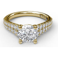 Double Row Graduated Pavé Diamond Engagement Ring Setting by Fana - 0.57 Carat Total Diamond Weight