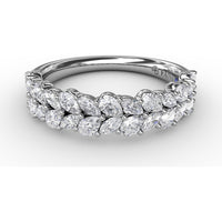 Double Row Marquise and Round Diamond Cluster Band by Fana - 0.99 Carat Total Diamond Weight