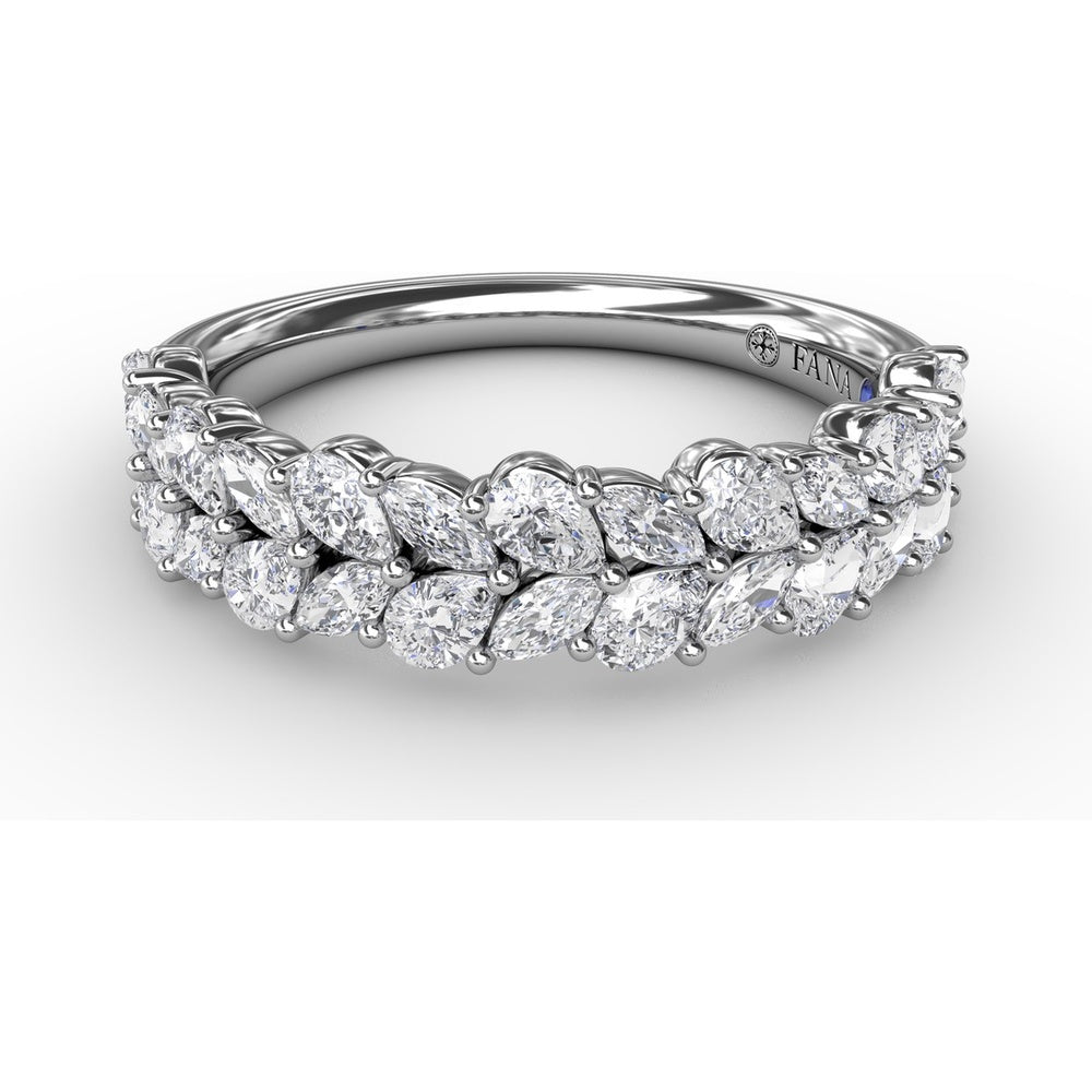 Double Row Marquise and Round Diamond Cluster Band by Fana - 0.99 Carat Total Diamond Weight